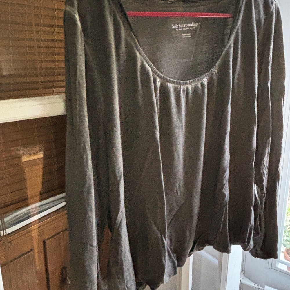 Soft Surroundings Gray Ruched Blouse - Picture 3 of 12